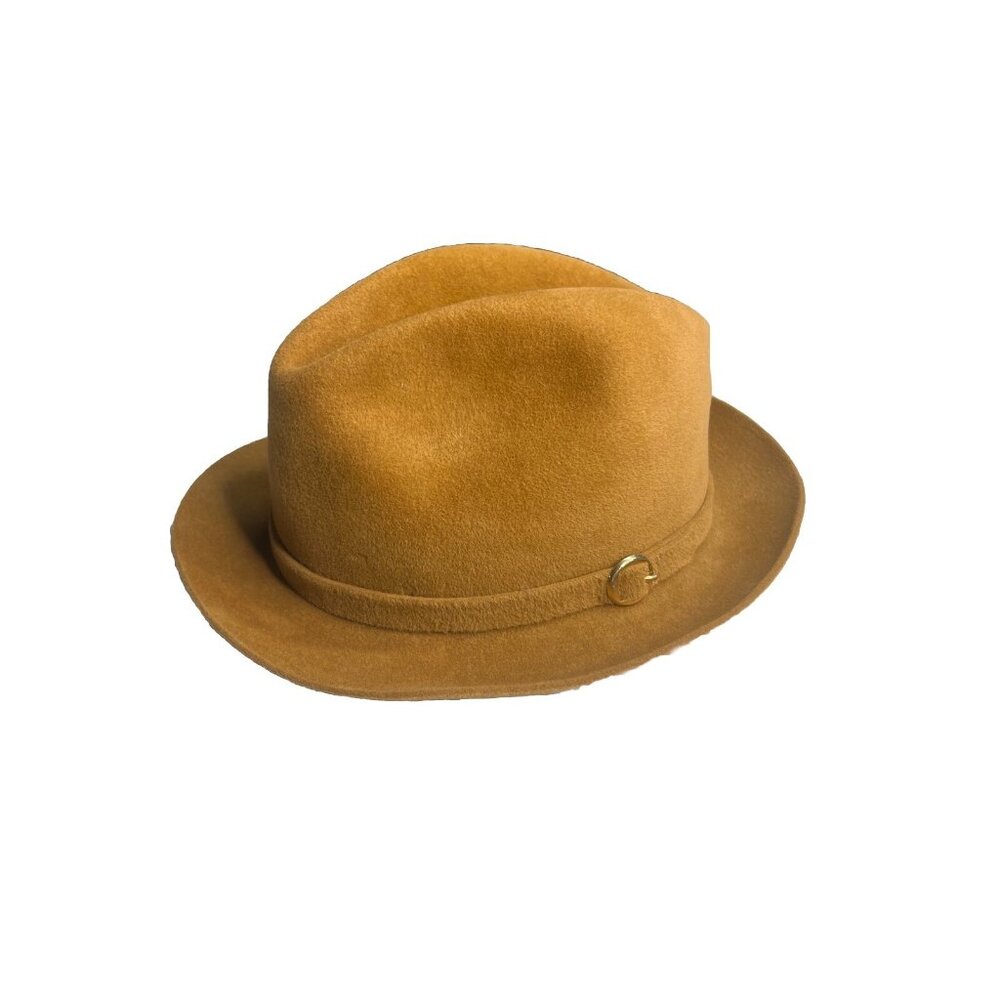 Vtg Dobbs Fifth Avenue New York Tan Brown Fedora Hat Size 7 1/8 Buckle‎